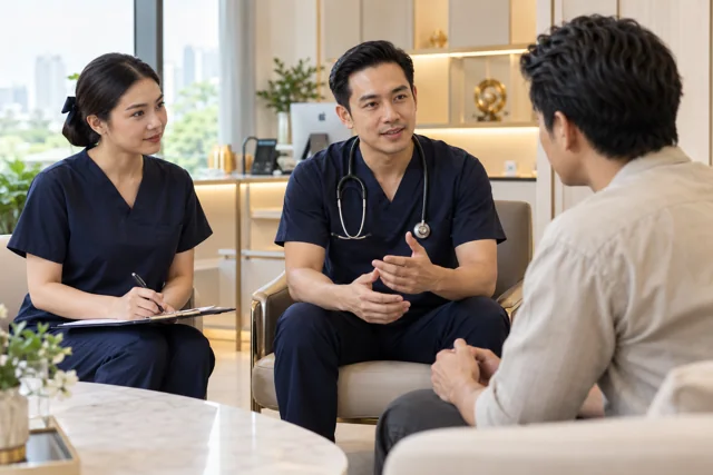 Illustrative scene of addiction treatment and rehabilitation