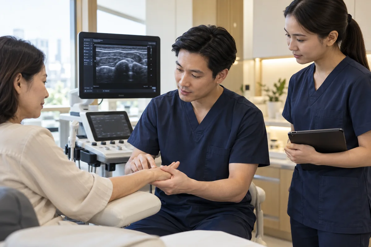 Illustrative scene of Thai clinical care for allergy, rheumatology and general medicine