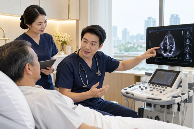 Illustrative scene of cardiology and heart surgery