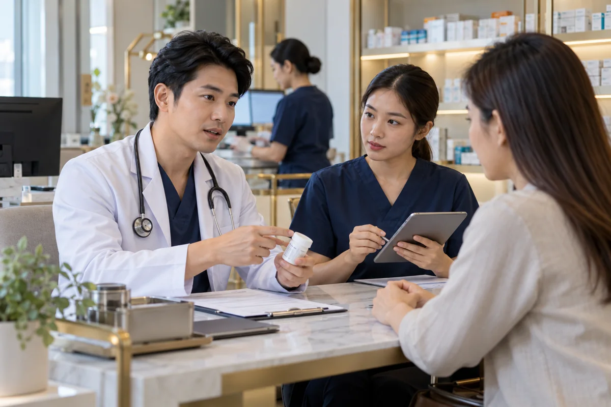 Illustrative scene of Thai clinical care for controlled medicines and medical cannabis