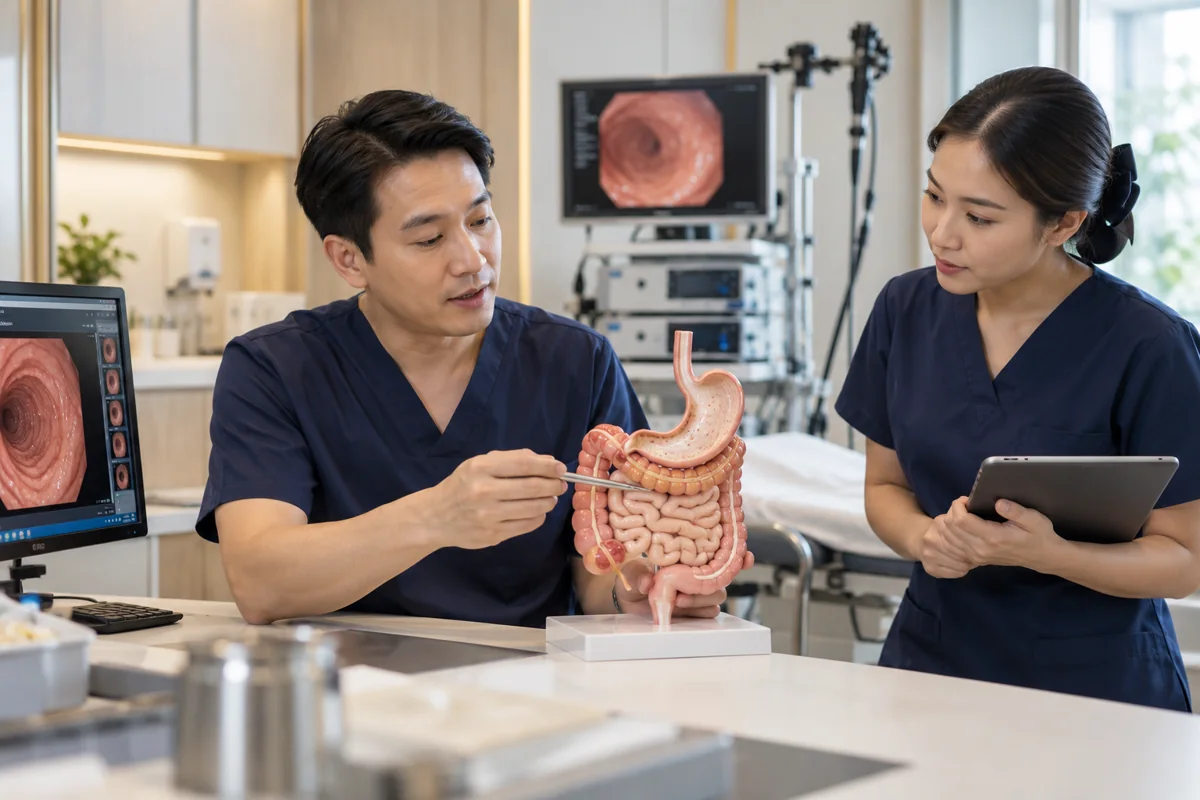 Illustrative scene of Thai clinical care for digestive health and liver medicine