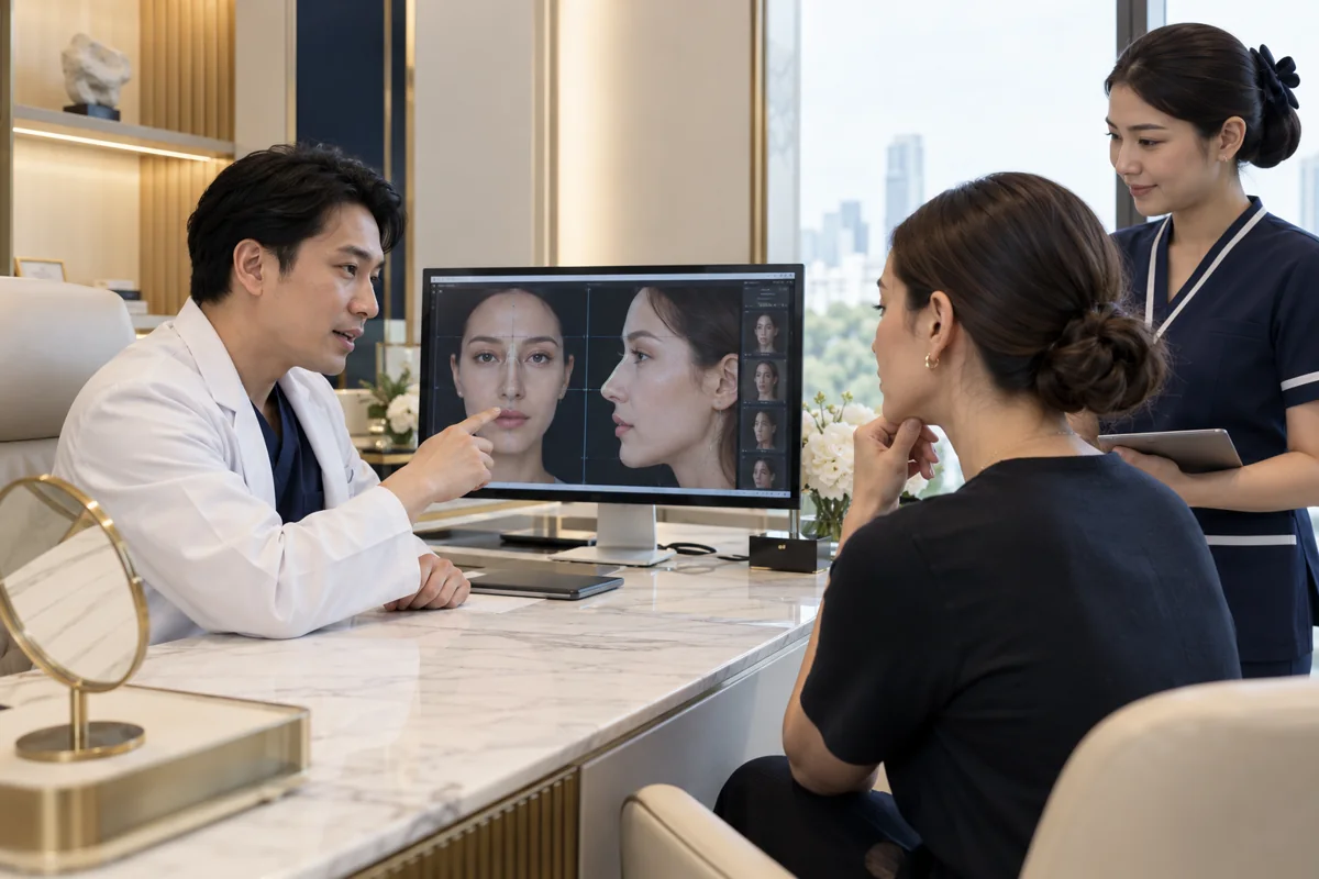 Illustrative scene of Thai clinical care for facial plastic surgery