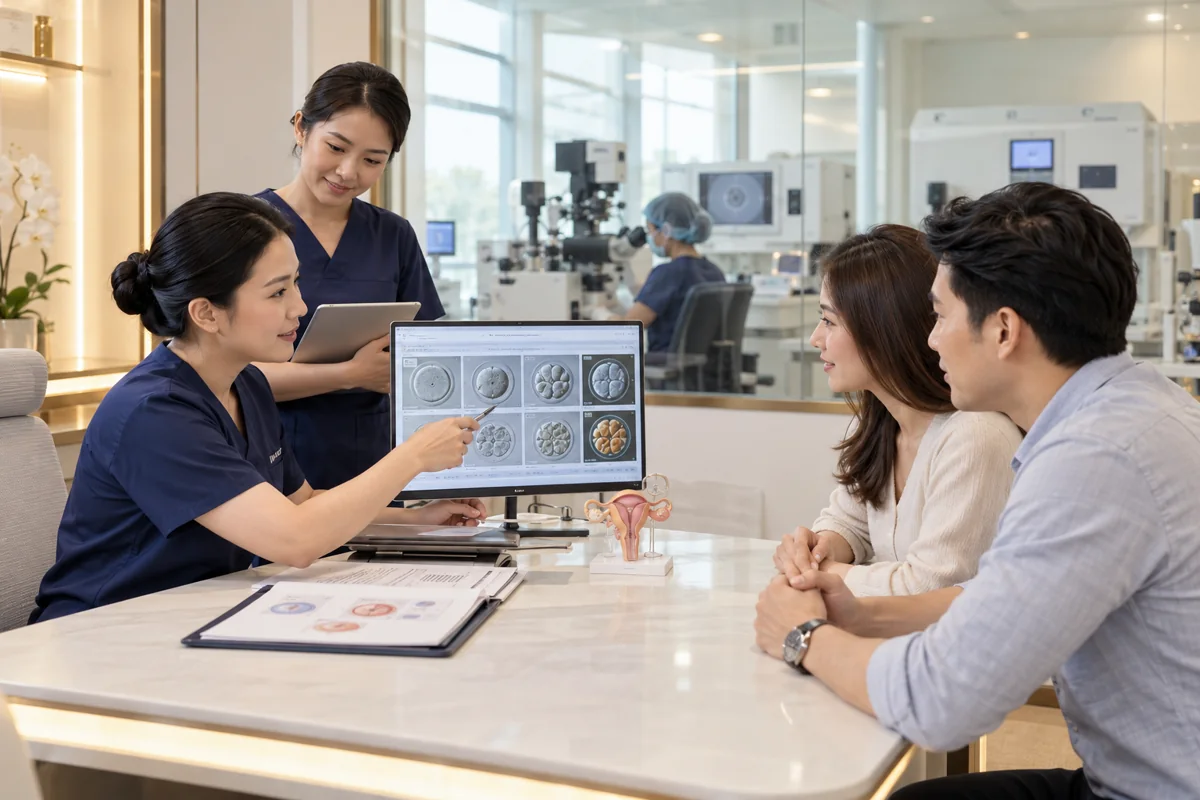 Illustrative scene of Thai clinical care for fertility assessment and assisted reproduction