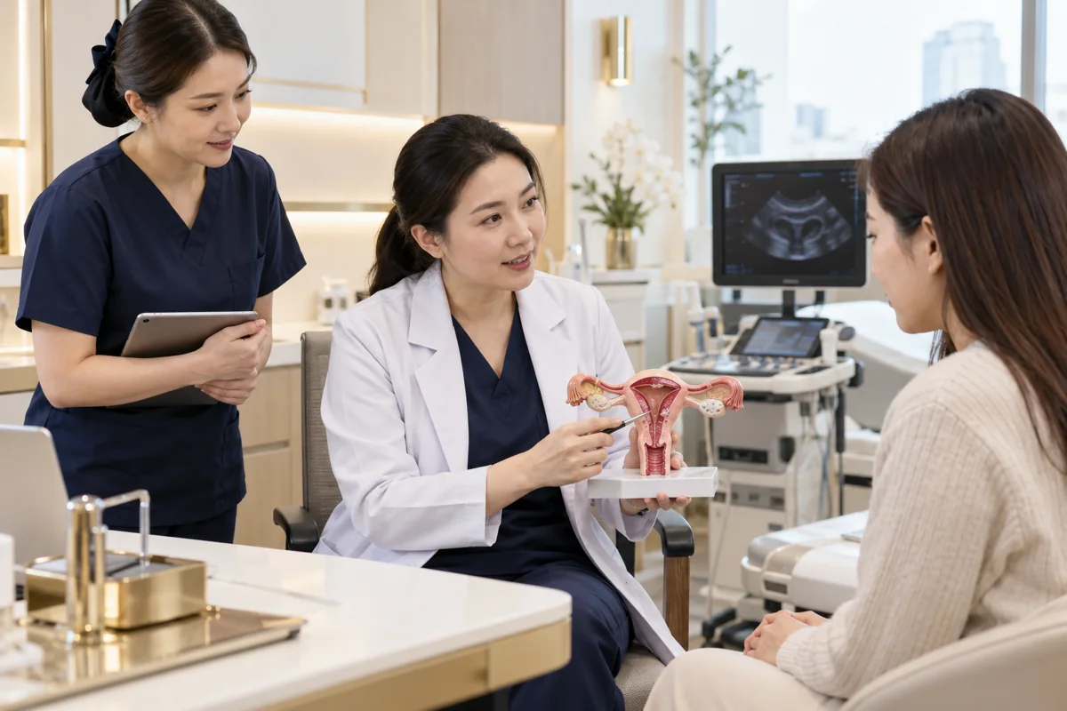 Illustrative scene of Thai clinical care for gynaecology and pelvic health