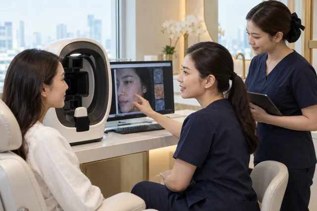 Illustrative scene of non-surgical aesthetic treatments