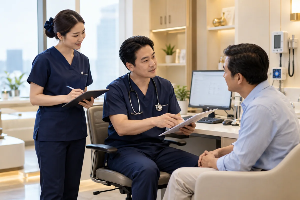 Illustrative scene of Thai clinical care for organ transplantation and transplant follow-up