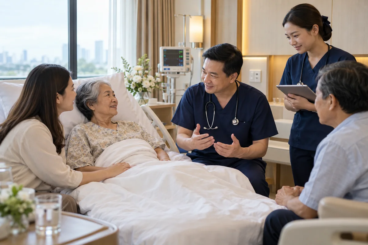 Illustrative scene of Thai clinical care for palliative and supportive care