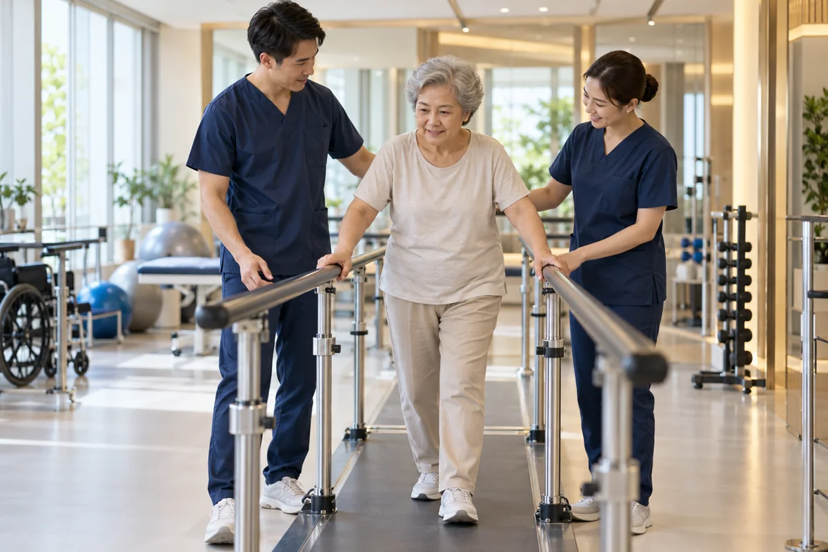 Illustrative scene of Thai clinical care for physical and functional rehabilitation