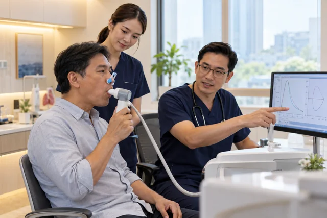 Illustrative scene of respiratory and lung care