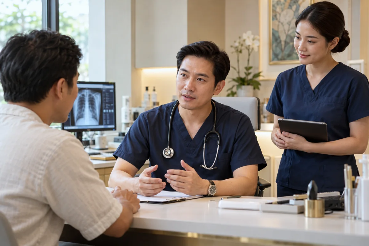 Illustrative scene of Thai clinical care for sexual health and infectious diseases