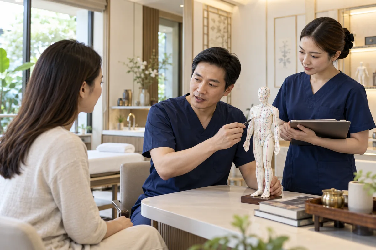 Illustrative scene of Thai clinical care for traditional chinese medicine